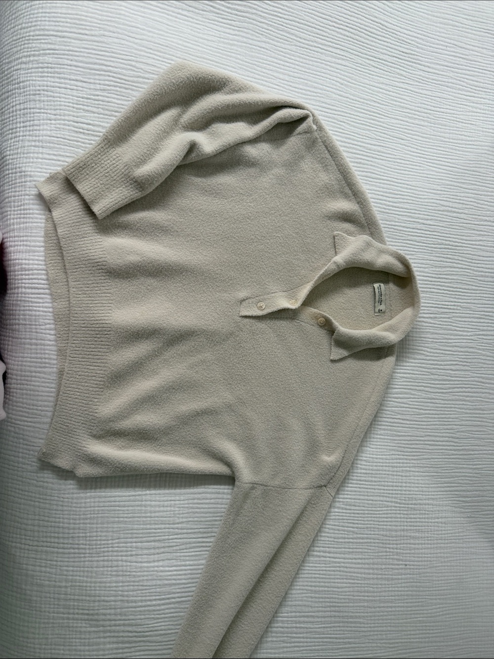 Abercrombie & Fitch Cream V-Neck Polo Sweater